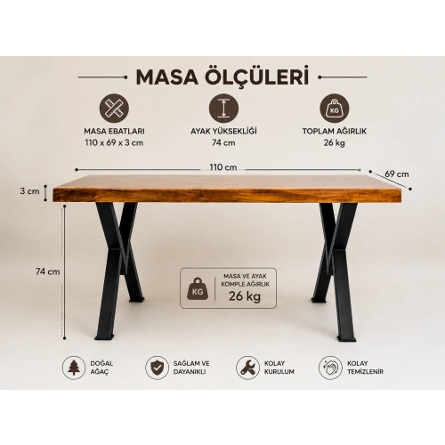 EPOKSİ RENKLİ DÖKÜM CEVİZ MASA