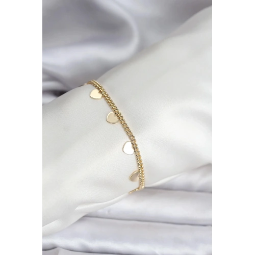 Mey İthalat® 14K Gold Renk Kaplama Kalpli Model CM Kadın Bileklik