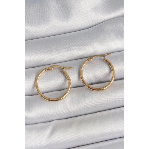 Mey İthalat® 316 Çelik Gold Renk 22mm Kadın Halka Model Kadın Küpe