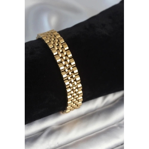 Mey İthalat® 316L Çelik 12 mm Kalınlıkta Gold Renkli Erkek Bileklik
