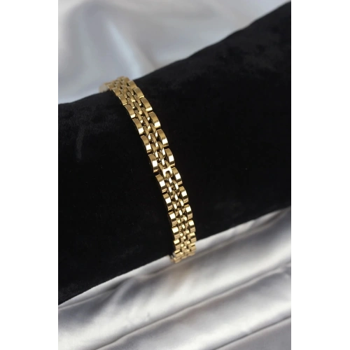 Mey İthalat® 316L Çelik 7 mm Kalınlıkta Gold Renkli Erkek Bileklik