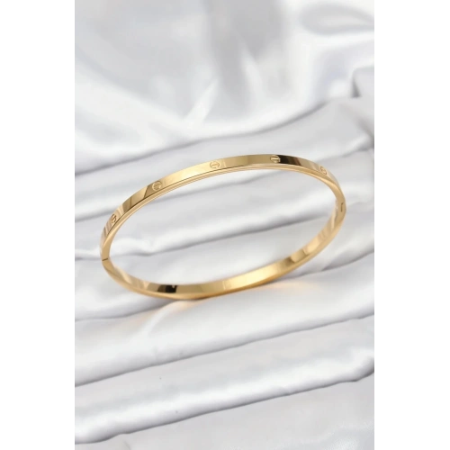 Mey İthalat® 316L Çelik Gold Renk 65 mm İnce Kadın Kelepçe Bileklik