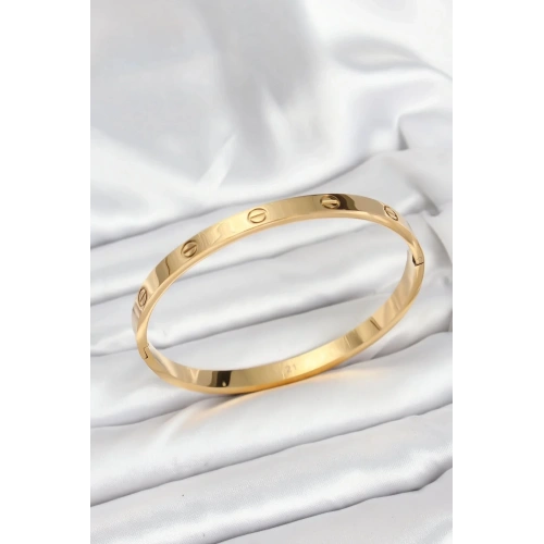 Mey İthalat® 316L Çelik Gold Renk 65 mm Kadın Kelepçe Bileklik
