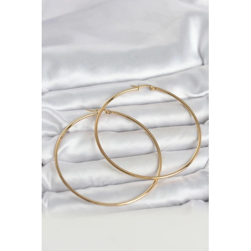 Mey İthalat® 316L Çelik Gold Renk 70 mm Kadın Halka Küpe