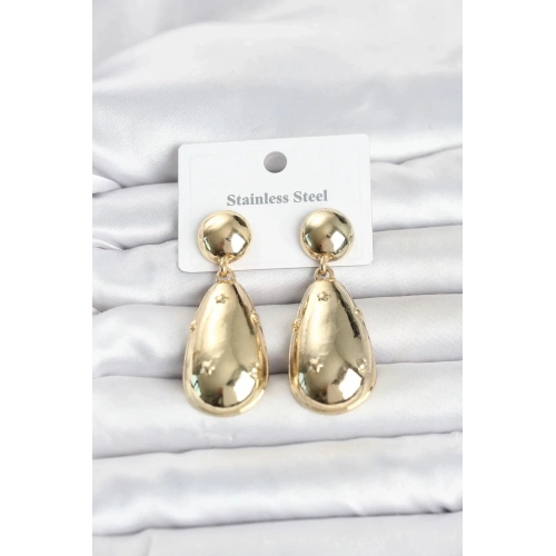 Mey İthalat® 316L Çelik Gold Renk Damla Model Kadın Küpe