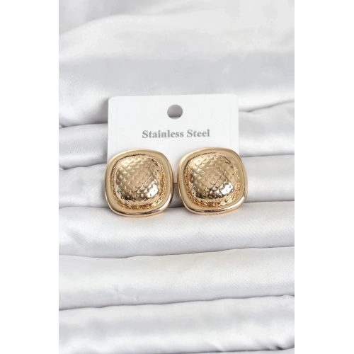 Mey İthalat® 316L Çelik Gold Renk Düğme Model Kadın Küpe