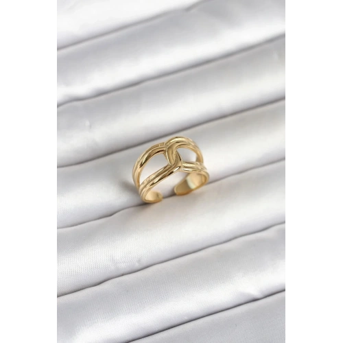 Mey İthalat® 316L Çelik Gold Renk Düğüm Model Kadın Yüzük