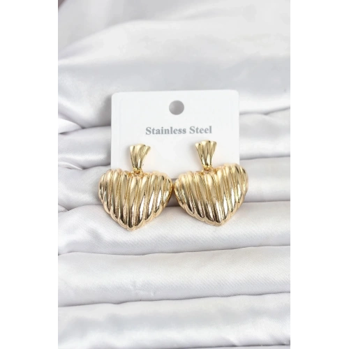 Mey İthalat® 316L Çelik Gold Renk Kalp Model Kadın Küpe
