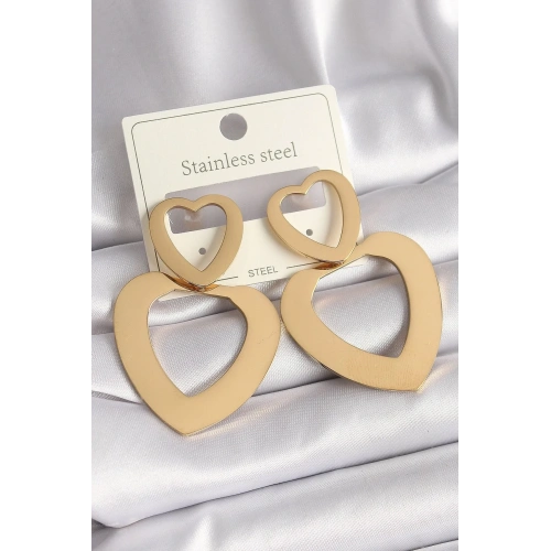 Mey İthalat® 316L Çelik Gold Renk Kalp Model Kadın Küpe