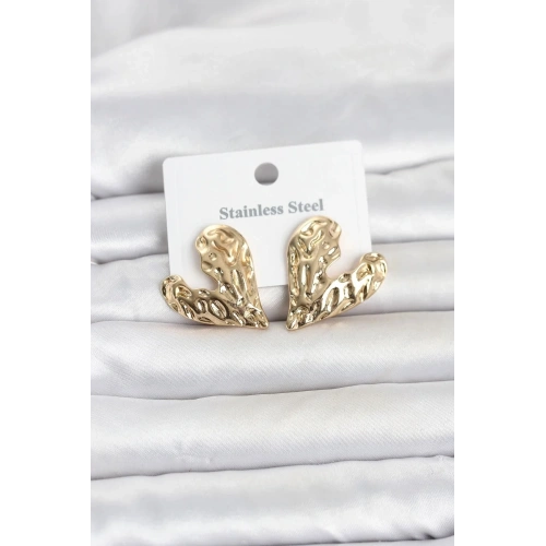 Mey İthalat® 316L Çelik Gold Renk Kalp Model Kadın Küpe
