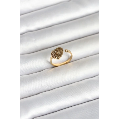 Mey İthalat® 316L Çelik Gold Renk Kalp Model Kadın Yüzük
