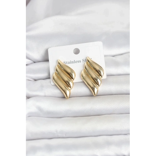 Mey İthalat® 316L Çelik Gold Renk Motif Model Kadın Küpe