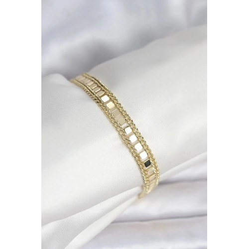 Mey İthalat® 316L Çelik Gold Renk Pullu Zincir Model Kadın Bileklik