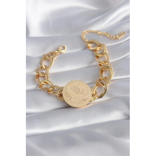 Mey İthalat® 316L Çelik Gold Renk Reşat Altın Model Samanyolu Kadın Bileklik