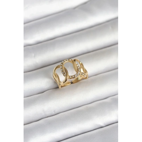 Mey İthalat® 316L Çelik Gold Renk Samanyolu Model Kadın Yüzük