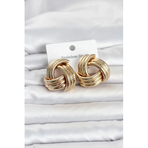 Mey İthalat® 316L Çelik Gold Renk Sarmal Model Kadın Küpe