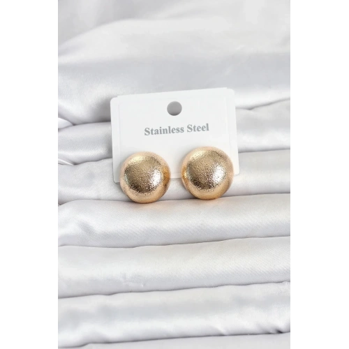 Mey İthalat® 316L Çelik Gold Renk Top Model Kadın Küpe