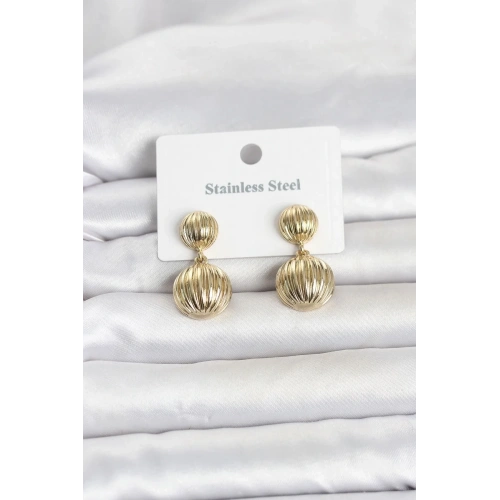 Mey İthalat® 316L Çelik Gold Renk Vintage Model Kadın Küpe