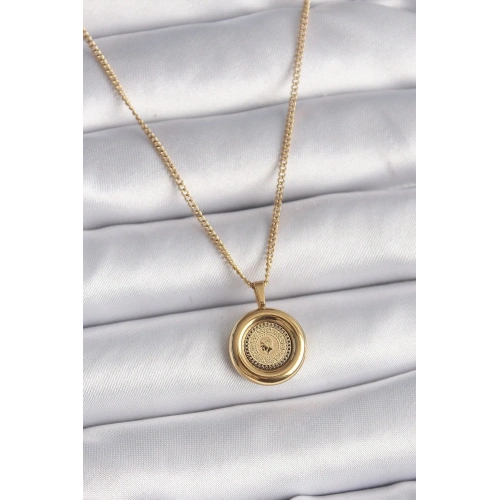 Mey İthalat® 316L Çelik Gold Renk Zincir Gold Altın Model Kadın Kolye