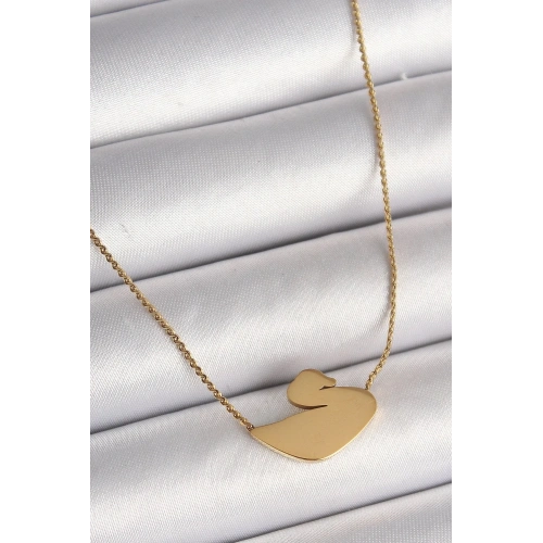 Mey İthalat® 316L Çelik Gold Renk Zincir Kuğu Model Kadın Kolye