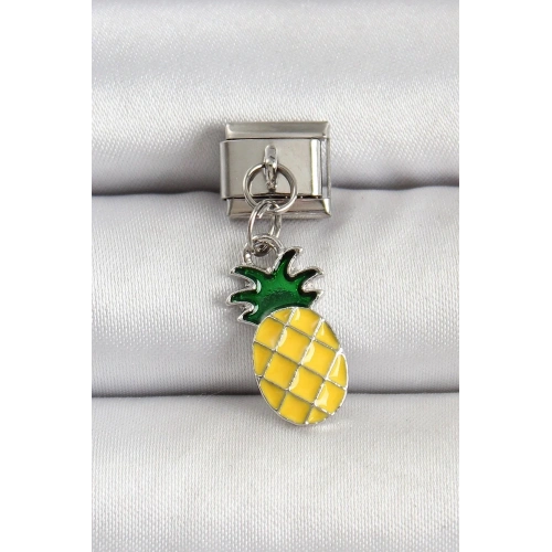 Mey İthalat® 316L Çelik Gümüş Renk Ananas Model Nomination Charm