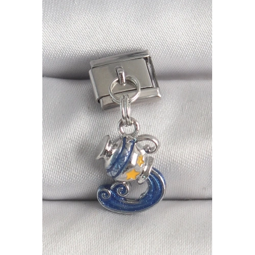 Mey İthalat® 316L Çelik Gümüş Renk Sallantı Kova Burç Model Nomination Charm