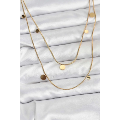 Mey İthalat® 316L Çelik Zincir Gold Renk Pullu Kadın Kolye