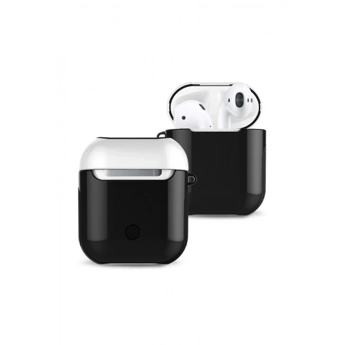 Mey İthalat®  Airpods 2 (2.nesil) 3in1 Kılıf - Siyah-Beyaz