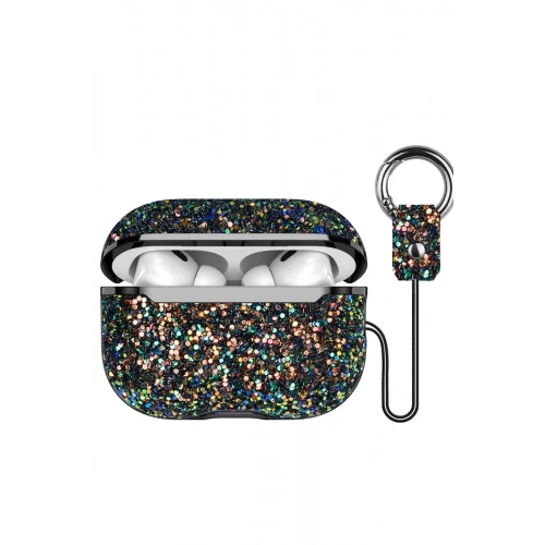 Mey İthalat®  Airpods Pro 2 (2.nesil) Bright Simli Airpods Kapak - Siyah