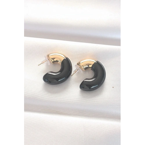 Mey İthalat® CCB Siyah Gold Çift Renk Küpe