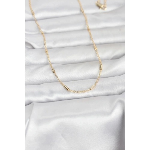 Mey İthalat® CM 14K Gold Renk Bar Zincir Model 60 cm Kadın Kolye