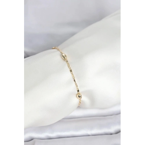 Mey İthalat® CM 14K Gold Renk Damla Topçuk Model Kadın Bileklik