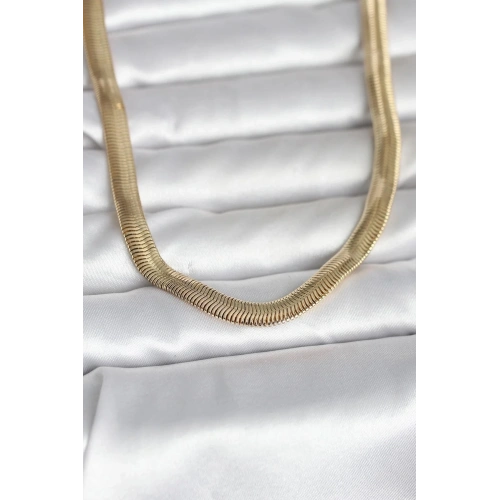 Mey İthalat® CM 14K Gold Renk Kalın Yassı Yılan Zincir Model 45 cm Kadın Kolye