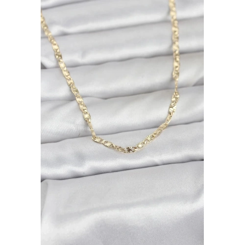 Mey İthalat® CM 14K Gold Renk Lazer Zincirli Model 60 cm Kadın Kolye