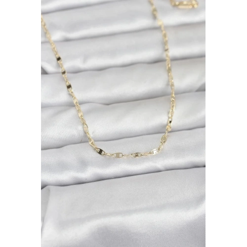 Mey İthalat® CM 14K Gold Renk Yassı Gemici Zincir Model 60 cm Kadın Kolye