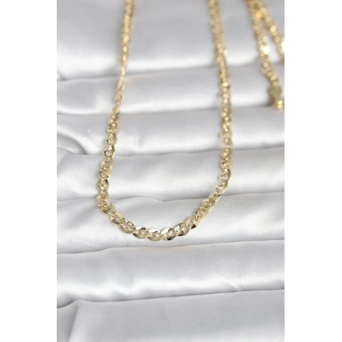 Mey İthalat® CM 14K Gold Renk Yassı Oval Zincirli Model 60 cm Kadın Kolye