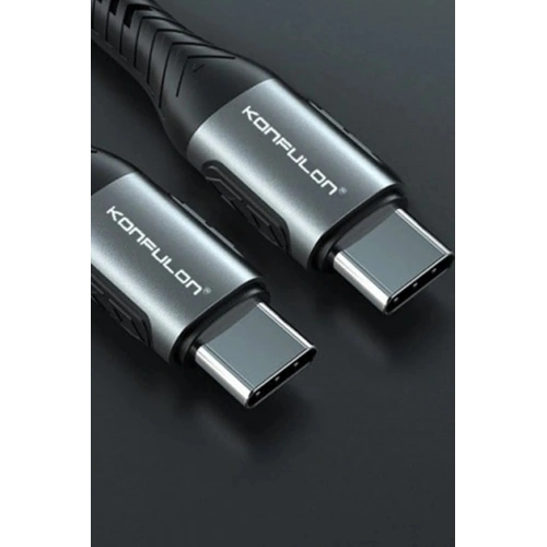 Mey İthalat®  DC43 Type-C to Type-C 1M Örgü 60W Hızlı Şarj Kablo - Yeşil