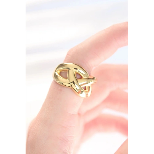 Mey İthalat® Düğüm Model Gold Renk Ayarlanabilir Yüzük