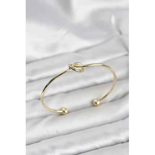 Mey İthalat® Düğüm Model Pirinç Gold Renk Kadın Bileklik
