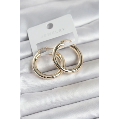 Mey İthalat® Gold Renk Pirinç Halka 30 mm Kadın Küpe
