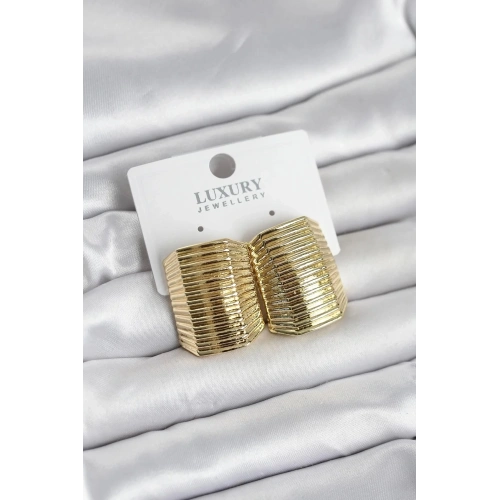 Mey İthalat® Gold Renk Pirinç Vintage Esintili Statement Küpe