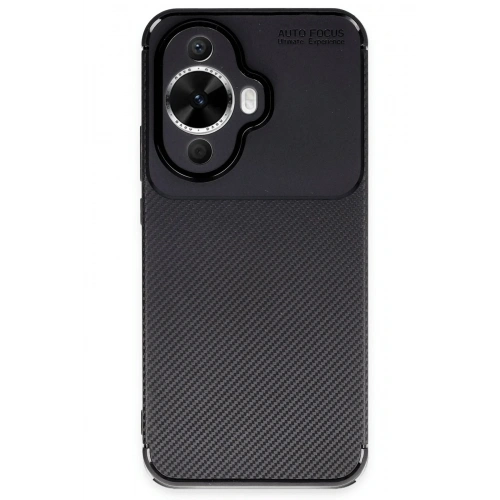 Mey İthalat®  Huawei Nova 12S Kılıf Auto Focus Karbon Kapak - Siyah