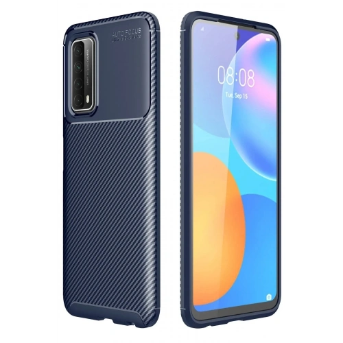 Mey İthalat®  Huawei P Smart 2021 Kılıf Auto Focus Karbon Kapak - Lacivert