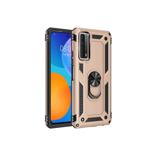 Mey İthalat®  Huawei P Smart 2021 Kılıf Sofya Yüzüklü Silikon Kapak - Gold