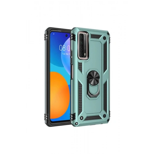 Mey İthalat®  Huawei P Smart 2021 Kılıf Sofya Yüzüklü Silikon Kapak - Yeşil