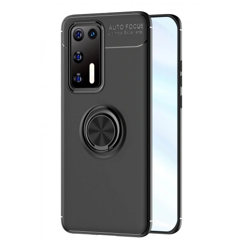 Mey İthalat®  Huawei P40 Kılıf Range Yüzüklü Silikon - Siyah