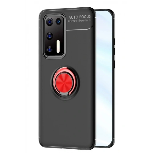 Mey İthalat®  Huawei P40 Kılıf Range Yüzüklü Silikon - Siyah-Kırmızı
