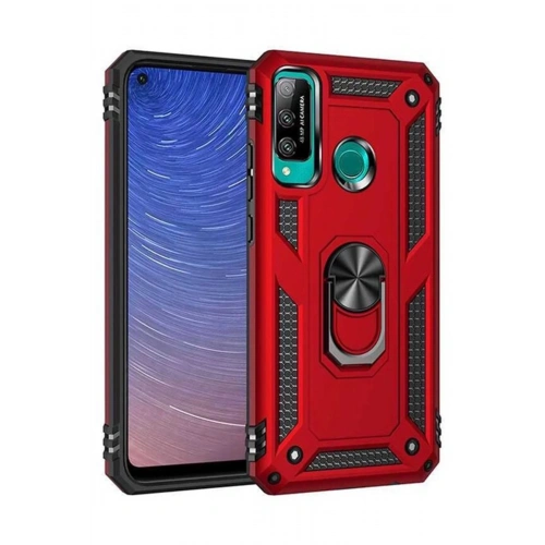 Mey İthalat®  Huawei P40 Lite E Kılıf Sofya Yüzüklü Silikon Kapak - Kırmızı