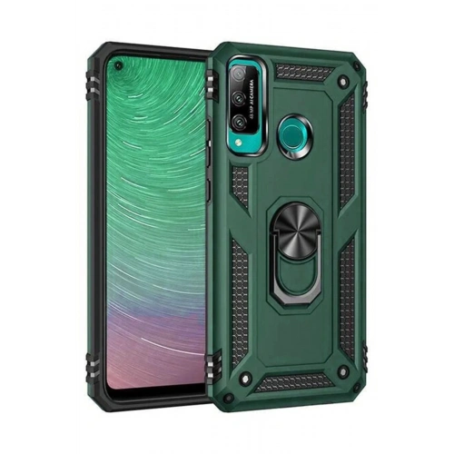 Mey İthalat®  Huawei P40 Lite E Kılıf Sofya Yüzüklü Silikon Kapak - Yeşil