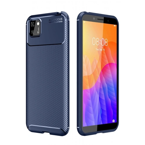 Mey İthalat®  Huawei Y5P Kılıf Auto Focus Karbon Kapak - Lacivert